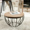 Swing Tables Basses Scandinaves|Tables Basses Rondes|Petite table basse ronde teck recyclé structure filaire noire