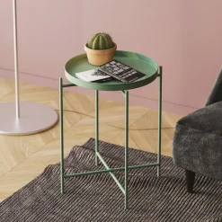 SFAX Bouts De Canapé En Métal|Petite table d'appoint verte - structure ronde, métal