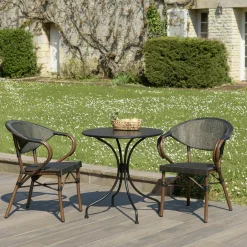 GIJON Tables De Jardin|Petite table de jardin métal noir forme ronde D70 cm