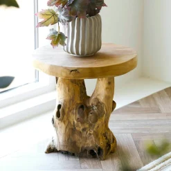 Arizona Bouts De Canapé En Bois|Petite table de salon en teck Ø40 cm, style exotique