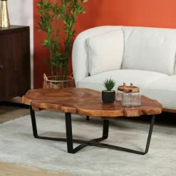 Arizona Bouts De Canapé En Bois|Petite table de salon en teck Ø40 cm, style exotique
