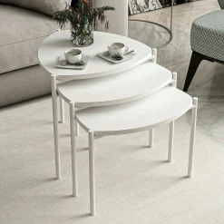 JENA Tables Basses Gigognes|Petite table gigogne blanche style moderne (lot de 3)