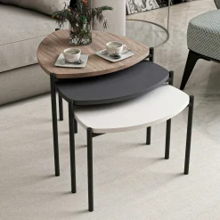 JENA Tables Basses Gigognes|Petite table gigogne moderne effet noyer (lot de 3)