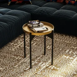 SFAX Bouts De Canapé En Métal|Petite table ronde noire design & plateau assorti