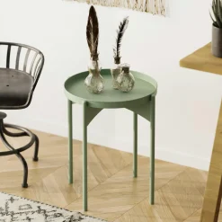 SFAX Bouts De Canapé En Métal|Petite table ronde noire design & plateau doré