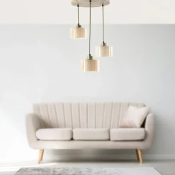 SIERRE Suspensions / Lustres|Plafonnier design métal doré 2 globes verre dépoli