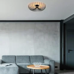 ERZIN Suspensions / Lustres|Plafonnier design métal noir filaire forme corolle