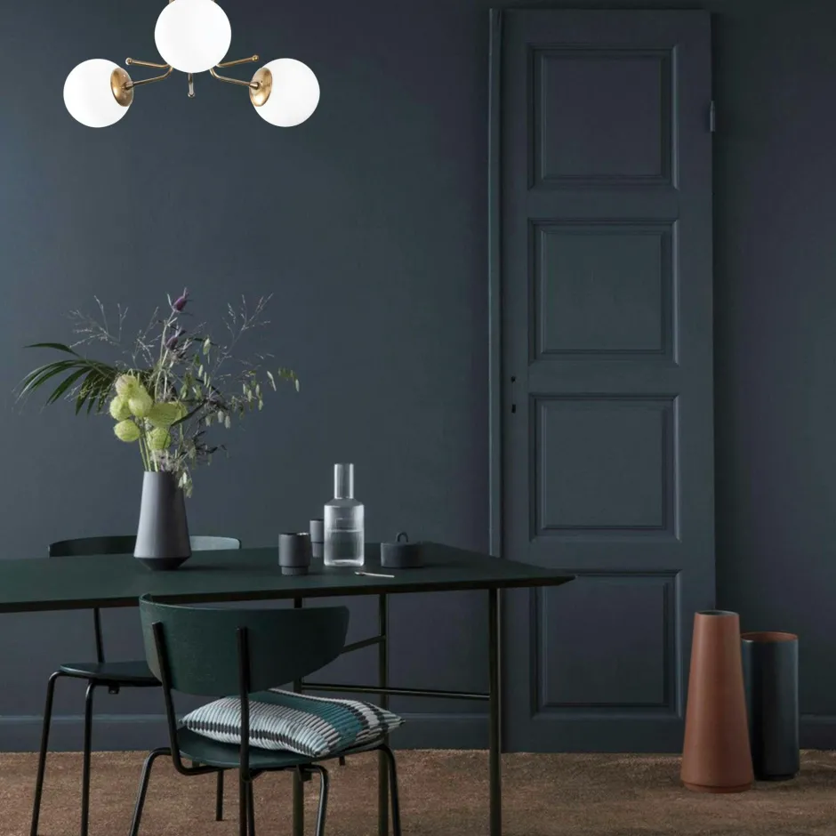 SIERRE Suspensions / Lustres|Plafonnier vintage métal doré 3 globes verre dépoli