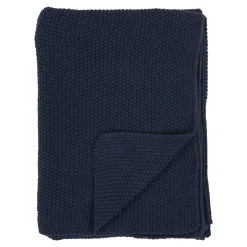 FALLON Textile·Plaids / Jetés|Plaid canapé bleu marine - maille de coton recyclé