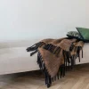 FALLON Textile·Plaids / Jetés|Plaid canapé marron - franges noires, 130x170 cm