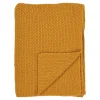 FALLON Textile·Plaids / Jetés|Plaid canapé moutarde - maille de coton recyclé