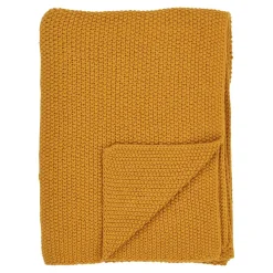 FALLON Textile·Plaids / Jetés|Plaid canapé moutarde - maille de coton recyclé