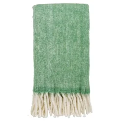 FALLON Textile·Plaids / Jetés|Plaid canapé vert à longues franges, 130x170 cm