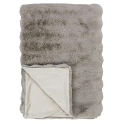 FALLON Textile·Plaids / Jetés|Plaid fausse fourrure gris clair - esprit cocooning