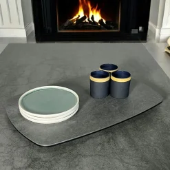 LOMBARDIE Arts De La Table·Plateaux|Plateau tournant apéritif en céramique anthracite