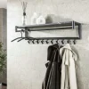 RALF Meubles D'Entrée·Portemanteaux|Portemanteaux Industriels|Portemanteau moderne 10 crochets avec étagère et tringle