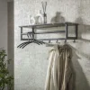 RALF Meubles D'Entrée·Portemanteaux|Portemanteaux Industriels|Portemanteau mural moderne 1 étagère effet céramique et 6 crochets