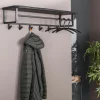 Melbourne Meubles D'Entrée·Portemanteaux|Meubles De Salon·Etagères Murales|Portemanteau mural noir 6 crochets 1 étagère bois