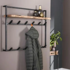 Melbourne Meubles D'Entrée·Portemanteaux|Meubles De Salon·Etagères Murales|Portemanteau mural vertical 6 crochets, 1 étagère