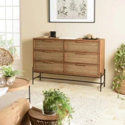 CORUMBA Sellettes En Métal|Tables D'Appoint Rondes|Porte-plante rond bois noir et métal 90 cm