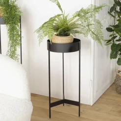 CORUMBA Univers Déco·Design Contemporain|Sellettes En Métal|Porte-plante rond bois noir et métal 70 cm