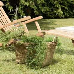 HERCULE Caches-Pots|Pot de fleurs ovale bambou et béton avec anses