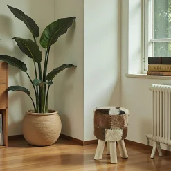 LAMPANG Meubles De Salon·Poufs|Pouf bois de teck peau