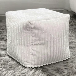 Meubles De Salon·Poufs|Pouf carré velours grosses côtes blanc VISBY