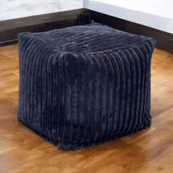 Meubles De Salon·Poufs|Pouf carré velours grosses côtes blanc VISBY