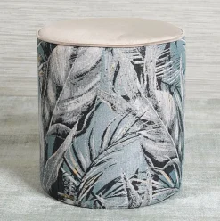 Meubles De Salon·Poufs|Pouf de salon motif feuillage beige et gris