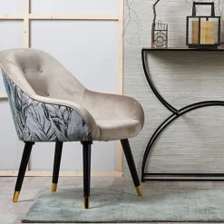 Meubles De Salon·Poufs|Pouf de salon motif feuillage beige et gris