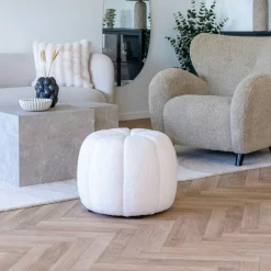 BERLIN Meubles De Salon·Poufs|Pouf en tissu blanc cassé