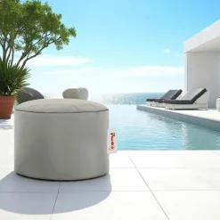 ARTA Coussins / Poufs De Jardin|Pouf extérieur imperméable noir - forme ronde