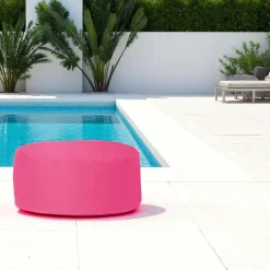 ARTA Coussins / Poufs De Jardin|Pouf extérieur imperméable noir - forme ronde