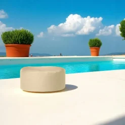 ARTA Coussins / Poufs De Jardin|Pouf extérieur imperméable noir - forme ronde