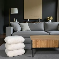 IENA Meubles De Salon·Poufs|Pouf pivotant gris foncé effet coussins empilés