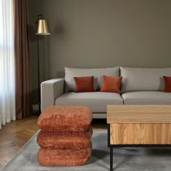 IENA Meubles De Salon·Poufs|Pouf pivotant terracotta effet coussins empilés