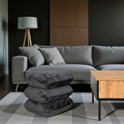 IENA Meubles De Salon·Poufs|Pouf pivotant vert effet coussins empilés