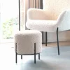 BRUGES Meubles De Salon·Poufs|Pouf rond blanc effet fourrure avec pieds en métal noir