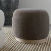 BRUGES Meubles De Salon·Poufs|Pouf rond marron effet fourrure sur base bois