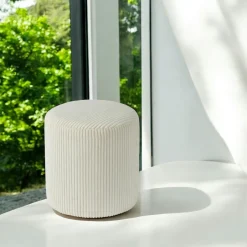 MALMOE Meubles De Salon·Poufs|Pouf rond velours côtelé rouille (lot de 2)