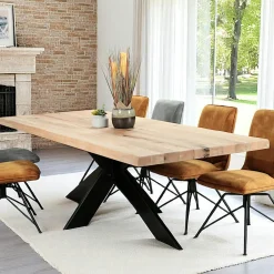 PALERME Rallonges De Tables À Manger|Rallonge pour les tables en chêne blanc bords naturels 200 et 240 cm (50 cm)