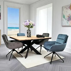 PALERME Rallonges De Tables À Manger|Rallonge pour table ronde et carrée extensible en chêne blanc 130 cm (40 cm)