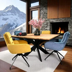 PALERME Rallonges De Tables À Manger|Rallonge pour table ronde extensible en chêne brun 140 cm (50 cm)