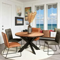 PALERME Rallonges De Tables À Manger|Rallonge pour table ronde extensible en chêne brun 120 cm (40 cm)