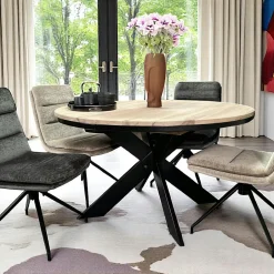 PALERME Rallonges De Tables À Manger|Rallonge pour table ronde/carrée extensible en chêne blanc 120 cm (40 cm)