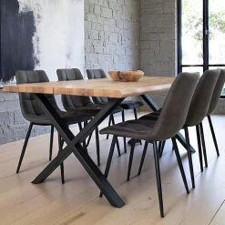 SAVONE Rallonges De Tables À Manger|Rallonges en bois de chêne clair avec bordures naturelles pour table à manger 140 cm / 200 cm / 240 cm (lot de 2)