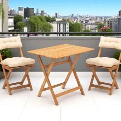 SORA Salons De Jardin·Ensemble Repas|Tables De Jardin|Salon de jardin 2 places - pliant, 4 coussins
