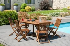 MACAO Salons De Jardin·Ensemble Repas|Salon de jardin en Teck massif huilé Table extensible 200/300x120x75cm + 8 Chaises