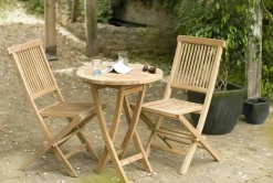 SUMMER Salons De Jardin·Ensemble Repas|Salon de jardin en Teck table ronde 2 chaises 60cm